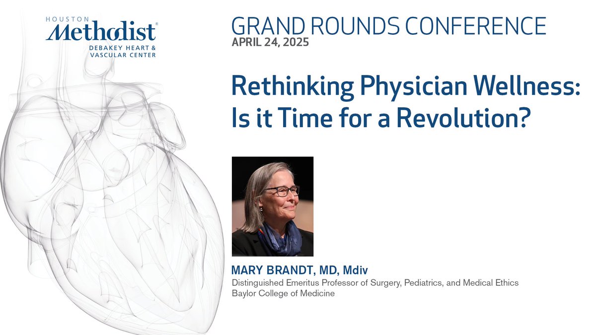 Join us April 24 for a Grand Rounds conference featuring Mary Brandt, MD, Mdiv, presenting “Rethinking Physician Wellness: Is it Time for a Revolution?” Watch LIVE: bit.ly/GR042425. #CardioEd #CardioTwitter