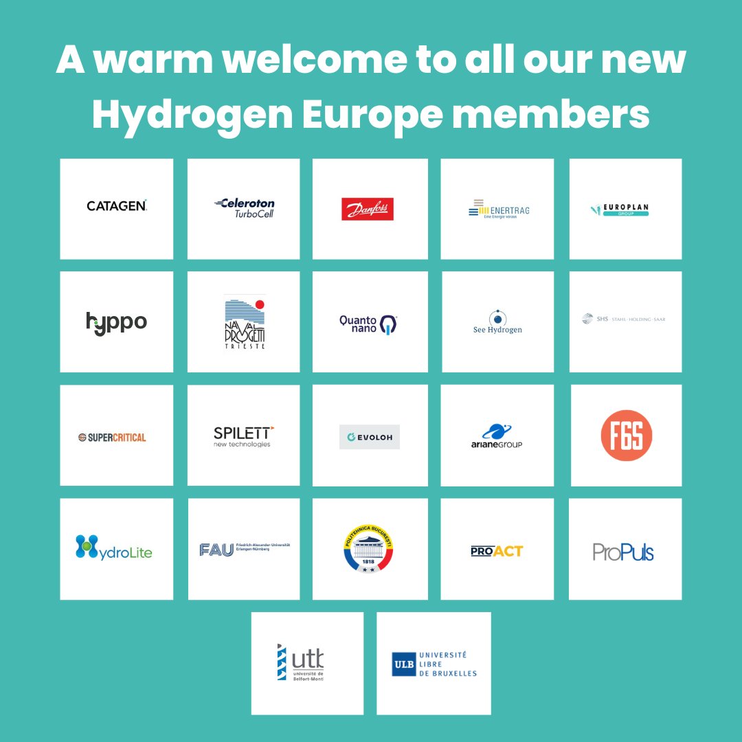 👋 A warm welcome to all the new #H2Europe members who joined us during Q1 2025!

🔎 Discover who they are in our #H2Equarterly or visit our website at hydrogeneurope.eu/members-locati…
