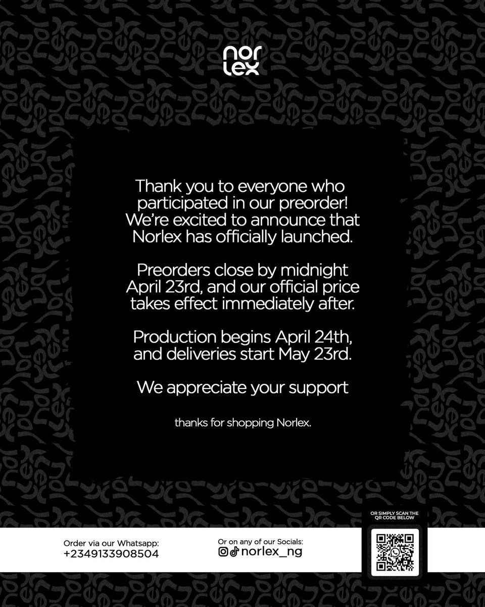 norlex_ng's tweet photo. Norlex has officially launched!
We appreciate your support 
Keep shopping Norlex...Thank you 💯🤍 https://t.co/YpYaXZXPdZ