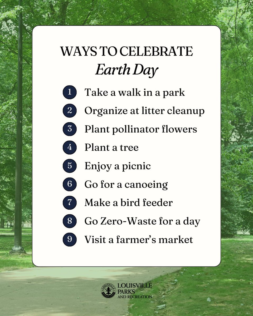 loukyparks's tweet image. Happy Earth Day 💚🫶 🌎 Celebrate our planet by enjoying local nature. There are plenty of ways to take part in the festivities today. You can have a picnic, organize a litter cleanup, take a walk, or plant pollinator-friendly flowers in your garden!

#EarthDay #LocalParks