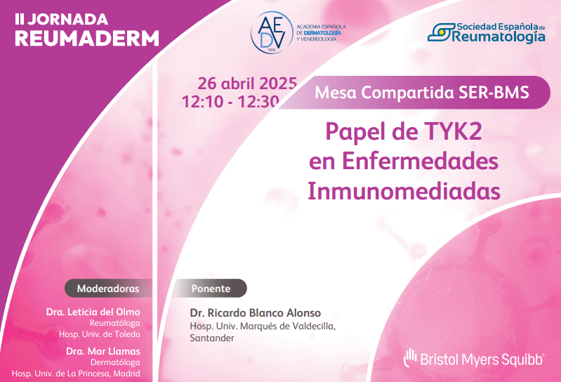 Vivir con una #EnfermedadInmunomediada impacta en la vida de millones de personas. En #BMS llevamos más de 20 años innovando en #Inmunología para poder abordar necesidades no cubiertas

🤝 Nos unimos a la ll #JornadaReumaderm25 de <a href="/aedv_es/">Academia Española de Dermatología y Venereología</a> y <a href="/SEReumatologia/">Soc.Esp.Reumatología</a> en Madrid, en un