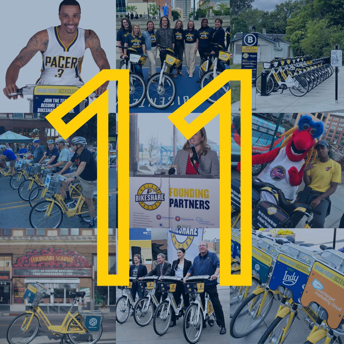 HBD TO US! 🎂 We can hardly believe it's been 11 years since the first gold bikes hit the streets of Indianapolis! So much has changed over the years, but one thing has stayed the same — our love for helping you experience our city on two wheels 🚲

Cheers to 11 years, Indy! 🥳