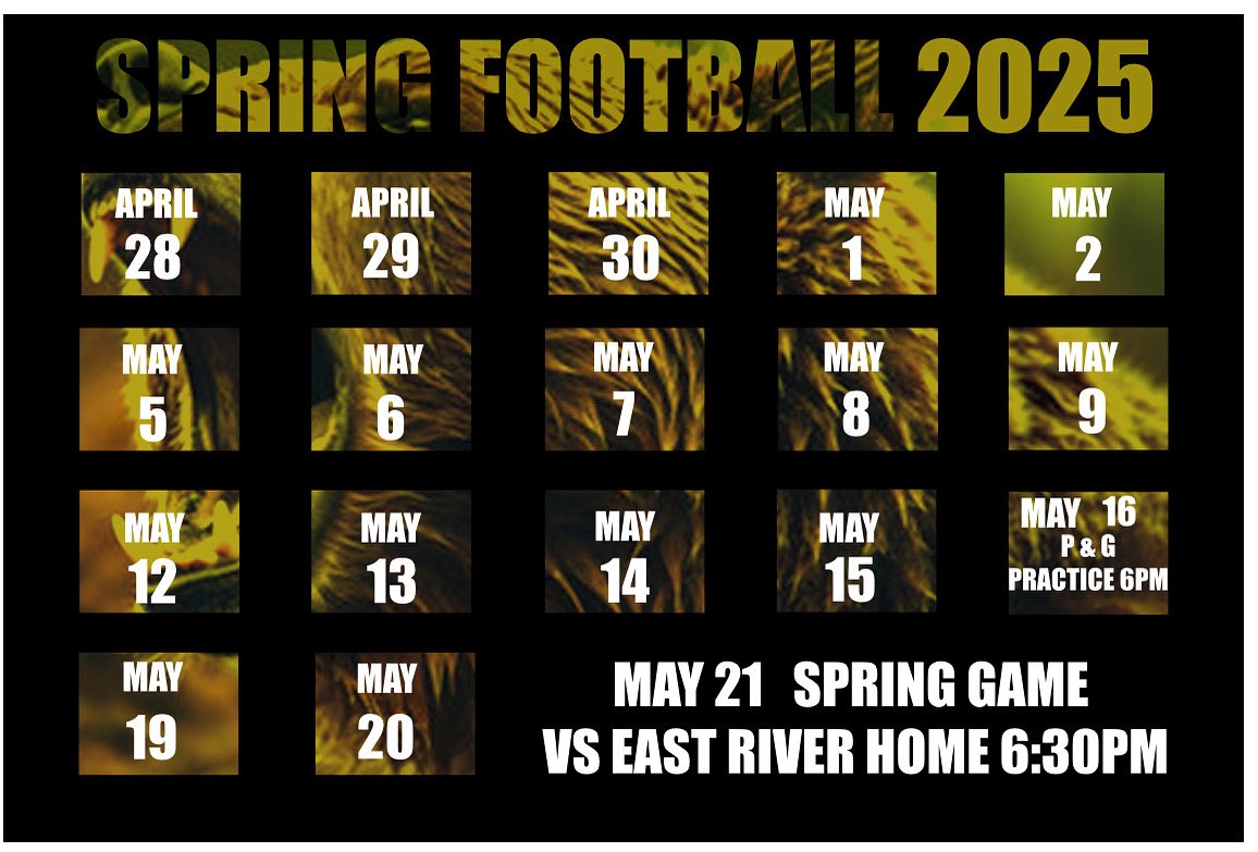 Spring Football Schedule 2025!!!!