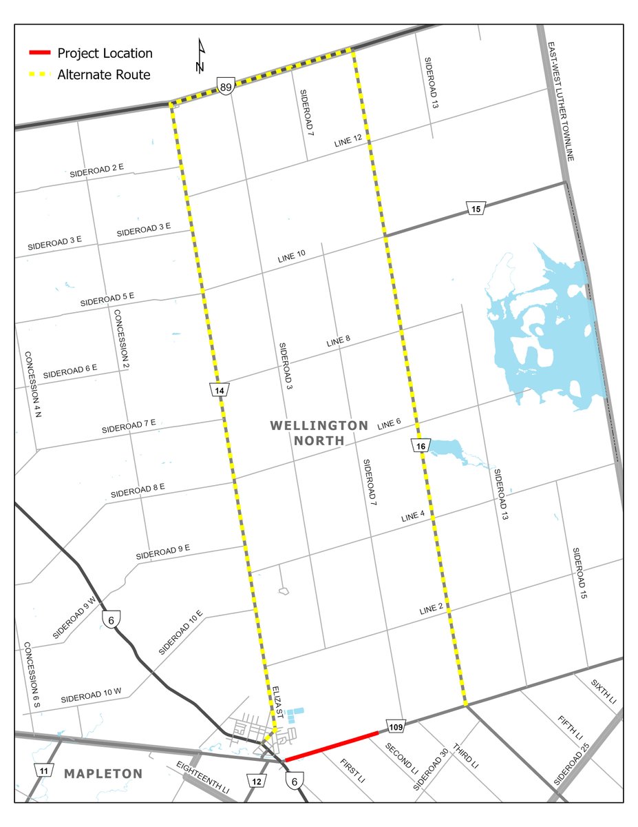 County of Wellington (@wellingtncounty) on Twitter photo 🚧CONSTRUCTION NOTICE🚧
Construction on Wellington Rd 109 (east of Hwy 6) in <a href="/TwpWellNorth/">Twp Well North</a>, starts May 5 until 2028.
Traffic Impacts:
🔹One lane open at all times
🔹Lane width: 3.5m
🔹Delays are expected, use alternate route (see map)
Stay up to date at: wellington.ca/constructionpr… 🚧CONSTRUCTION NOTICE🚧
Construction on Wellington Rd 109 (east of Hwy 6) in <a href="/TwpWellNorth/">Twp Well North</a>, starts May 5 until 2028.
Traffic Impacts:
🔹One lane open at all times
🔹Lane width: 3.5m
🔹Delays are expected, use alternate route (see map)
Stay up to date at: wellington.ca/constructionpr…
