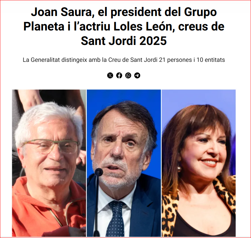 Persones àmpliament conegudes per una catalanor que deixen com un mindundi Pau Casals. El culpable que els Mossos siguin policia ultraespanyola, el que va emportar-se la seu de Catalunya i la verdulera que va fotre el camp per no haver de parlar català. NO ES POT CAURE MÉS BAIX💩