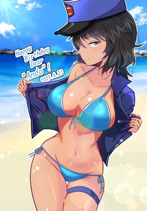 安藤くんお誕生日おめでとうございます!去年に引き続き暑い4月になりましたので水着+気持ちPJ姿でお祝いです(⁠*⁠'⁠ω⁠`⁠*⁠) #安藤生誕祭2025 #安藤生誕祭 