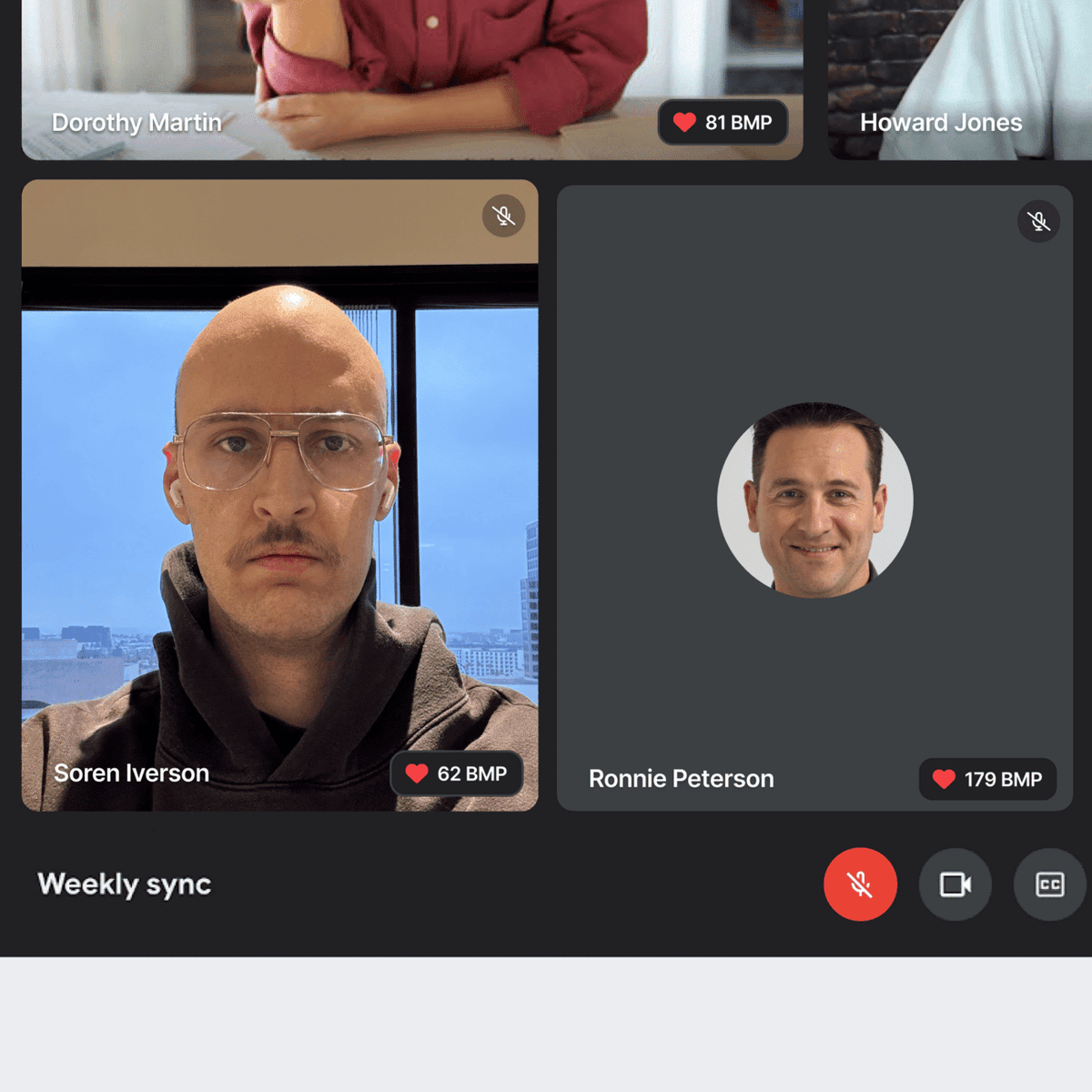 Google Meet show participant heart rate