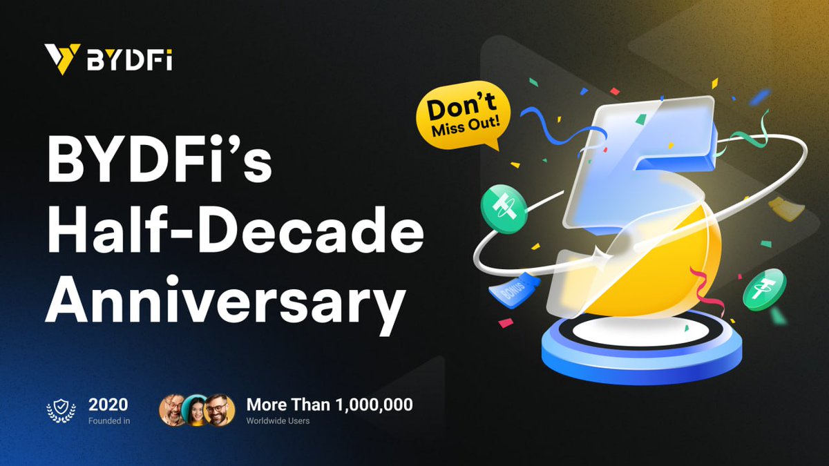 HideOnCloser's tweet photo. Celebrating @BYDFi 5th year anniversary more trading to come and power! https://t.co/WRNaz7kHiz