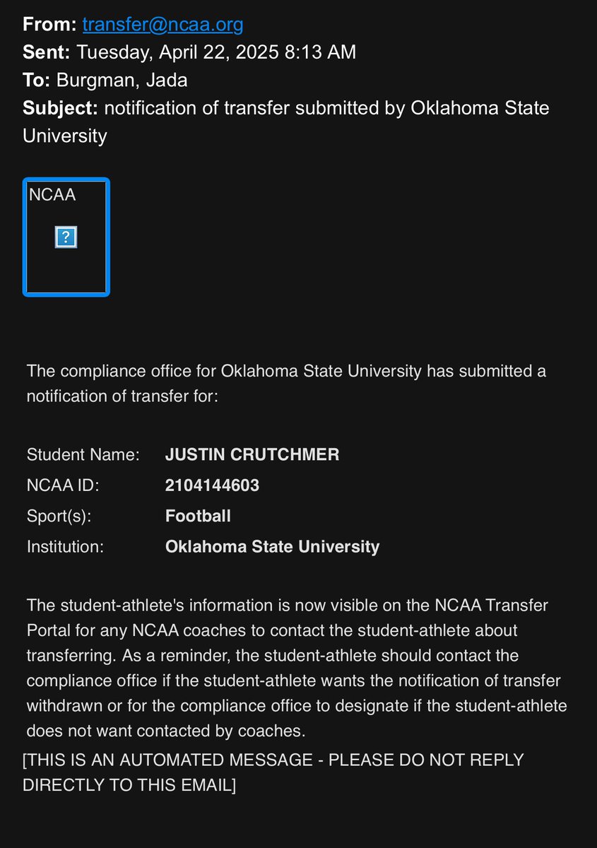Officially in the portal! Practice film coming later today!