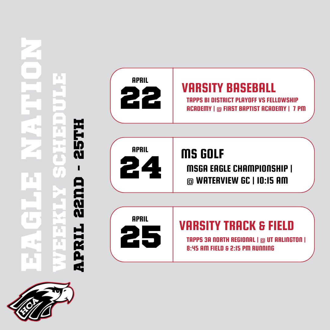 Good luck to our Eagles who are competing this week! 💪🦅