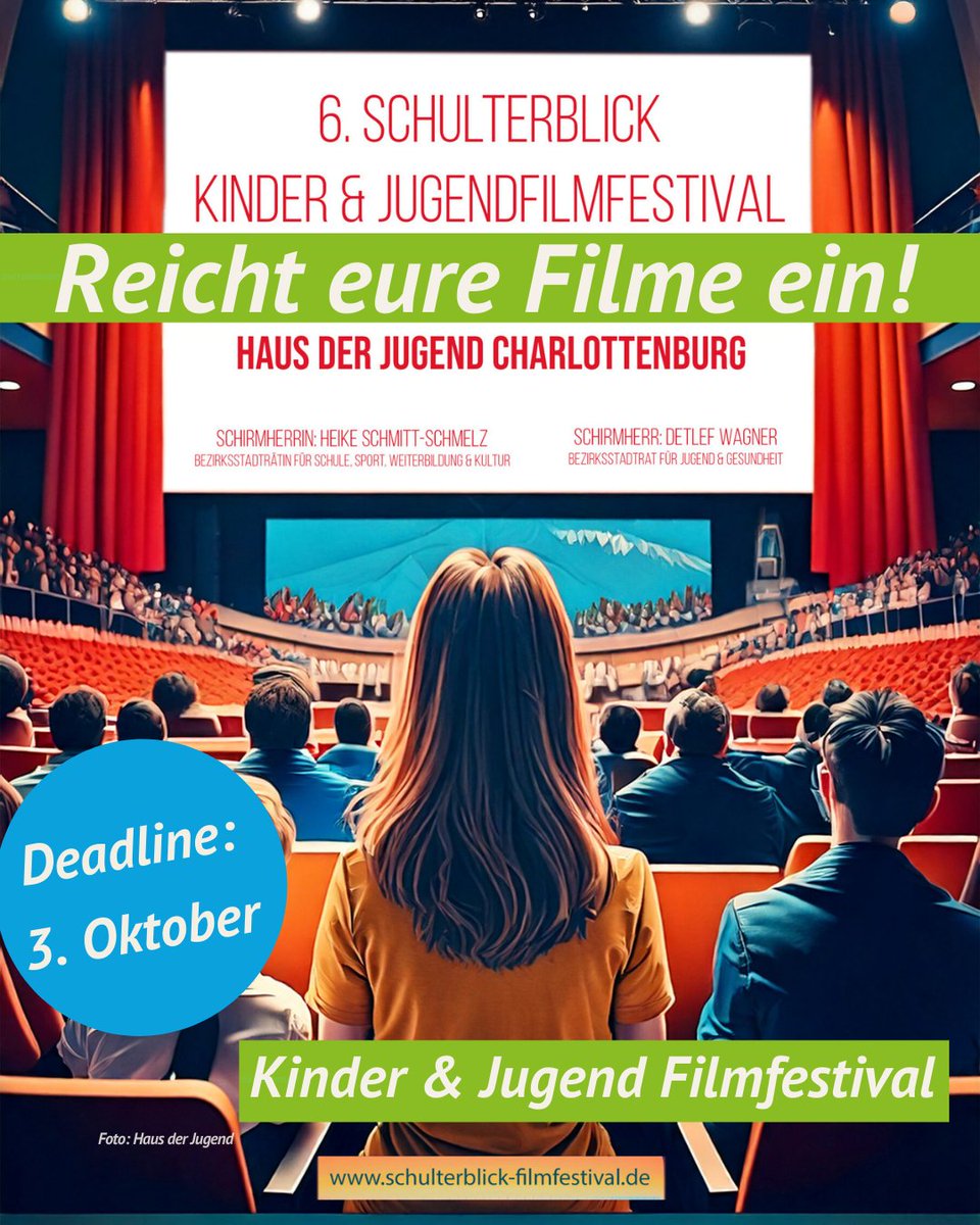 Kinder- &amp; Jugendfilmfestival Schulterblick 2025 – Reicht jetzt eure Filme ein 🎬🎥
oder 
bewerbt euch für die Kinderjury!

Wer kann mitmachen? Kinder &amp; Jugendliche von 6 bis 21 Jahren &amp; Schulklassen

➡️Deadline: 3.10.25

Infos &amp; Anmeldung:
zille54.de/schulterblick-…