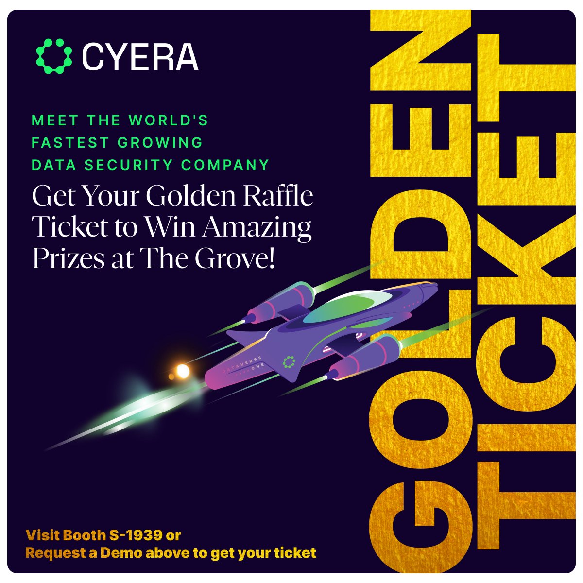 RobbyCataldo's tweet photo. ���� Score Your Golden Raffle Ticket at Booth S-1939!
Then come have complimentary coffee, breakfast, lunch, or bevie on Cyera at The Grove (690 Mission St.) on 4/29 or 4/30 and win epic prizes — including Chainsmokers concert tickets, a LEGO set, and more!

https://t.co/HM8TUw1DEc https://t.co/Bzcgn2S2v8