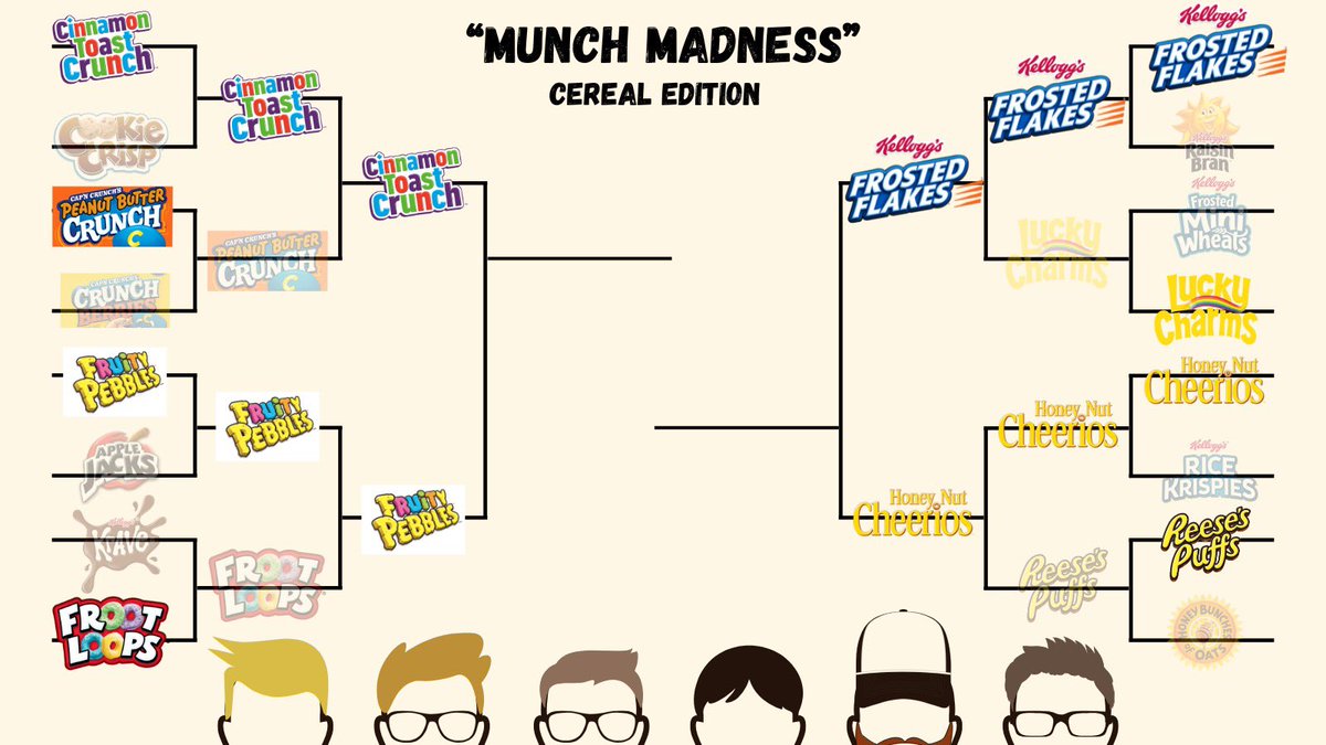 THE FINAL FOUR OF MUNCH MADNESS: CEREAL EDITION IS LIVE!

Make your voices heard in the polls below! This round will close Wednesday 4/23 at 11:59pm. #munchmadness
