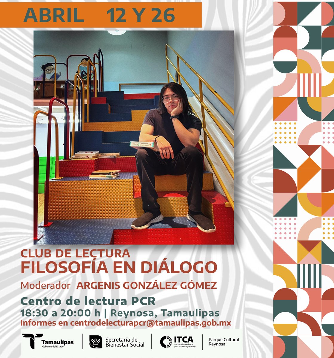 ¡Vamos al parque!
¡Únete al Club de Lectura:
"Filosofía en Diálogo"!
Nos sumergiremos en textos filosóficos clásicos y contemporáneos, y los discutiremos en un ambiente relajado y respetuoso.
Moderador: Argenis González Gómez
26 de abril a las 18:30 h.
Centro de lectura PCR