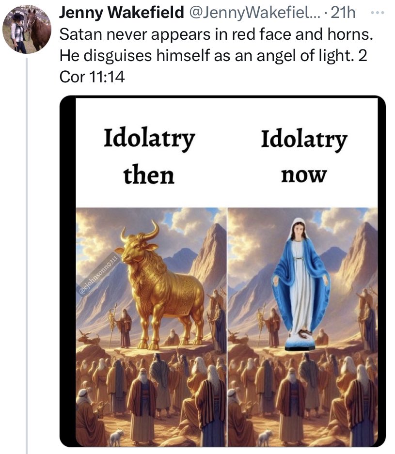 MrCasey62's tweet image. Pathetic grasping at straws. Mary isn’t an angel. Nor has she ever disguised herself as one.