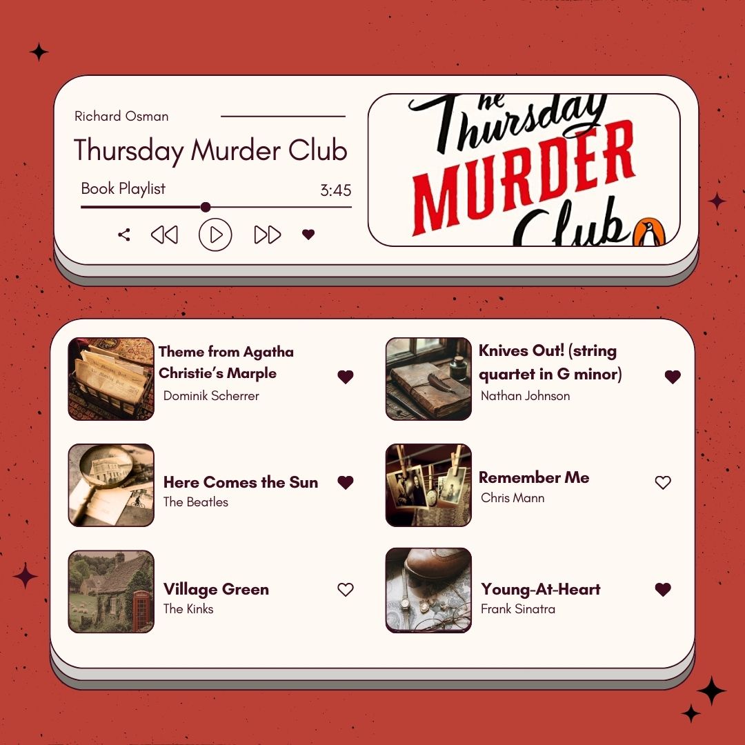 Songs to match the vibe of this cosy murder mystery! Check out this series and more murder mysteries at the library this week!