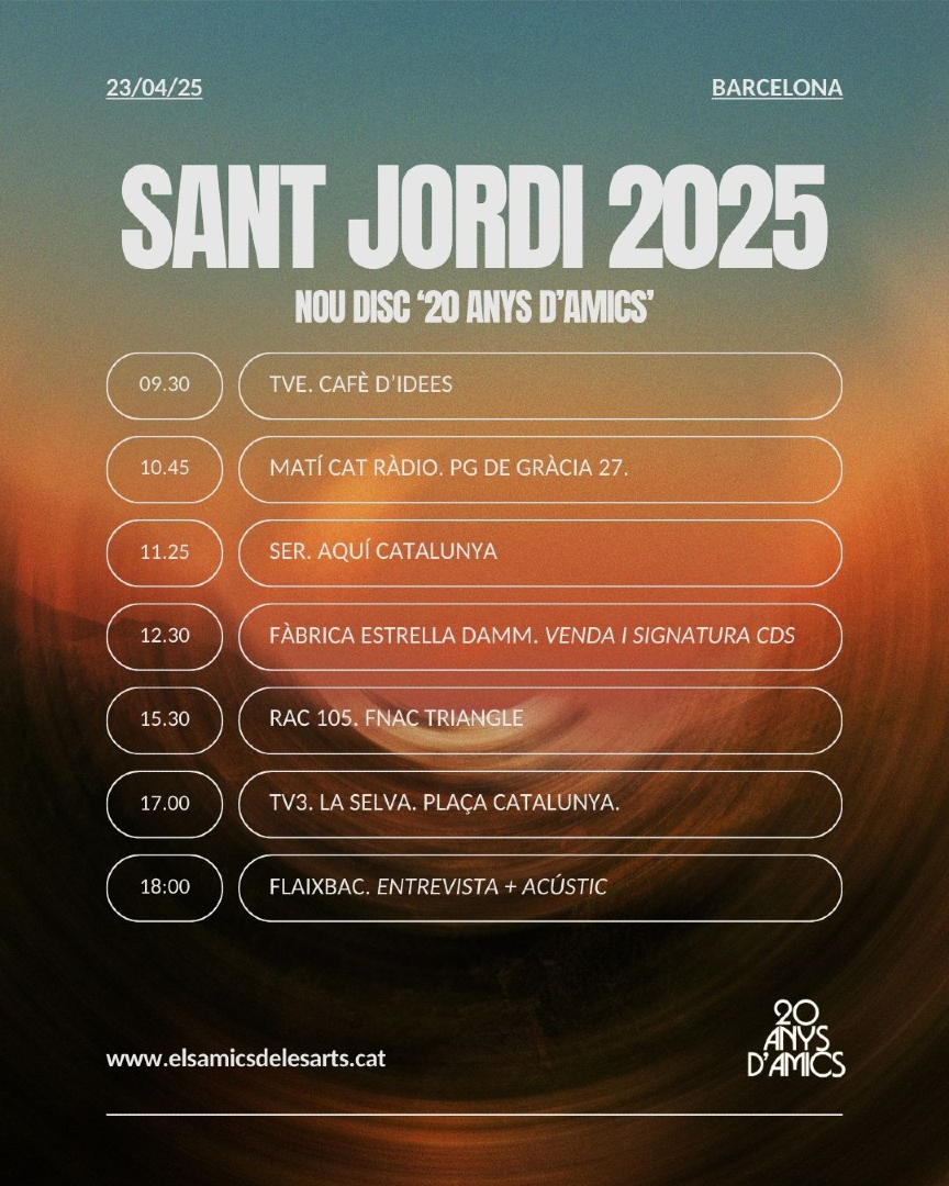 Sant Jordi, el dia més bonic de l'any. Els Amics presentarem disc nou. La ruta serà aquesta.