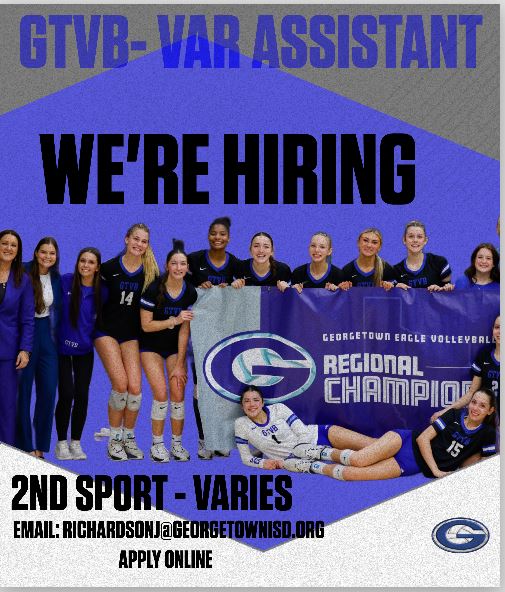 CoachRichardso3's tweet image. GTVB is hiring a VAR assistant- 2nd sport varies- teaching field can vary (No PE/Health)
☑️Successful Program
☑️Community/Parent/Admin Support
☑️Hard-working athletes