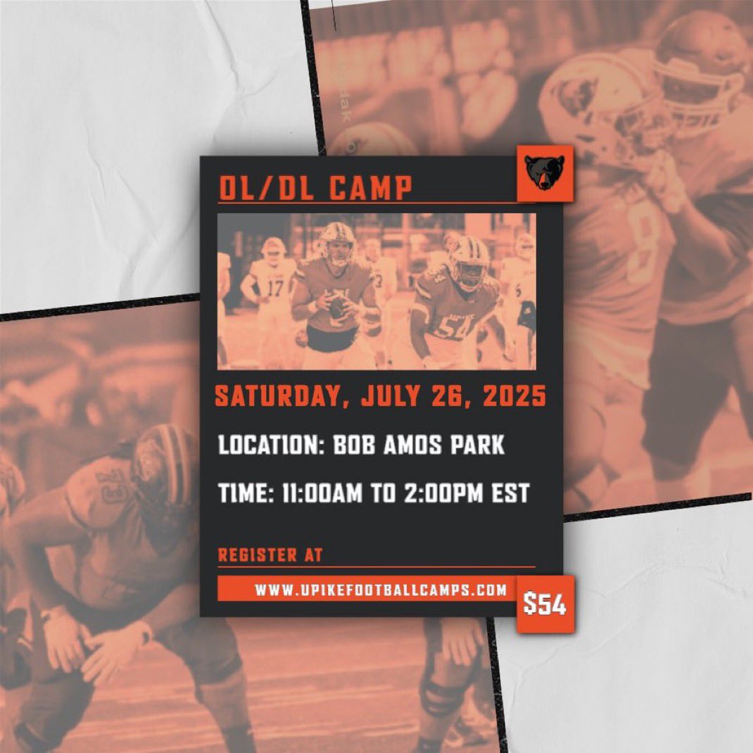Coach Harris (@coachmikeharris) on Twitter photo 🏈 Recruits 🏈
Prospect Camp - June 20
OL/DL Camp - July 26
Register: upikefootballcamps.com
<a href="/UPIKEFOOTBALL/">UPIKE FOOTBALL</a>
#BearDown 🏈 Recruits 🏈
Prospect Camp - June 20
OL/DL Camp - July 26
Register: upikefootballcamps.com
<a href="/UPIKEFOOTBALL/">UPIKE FOOTBALL</a>
#BearDown