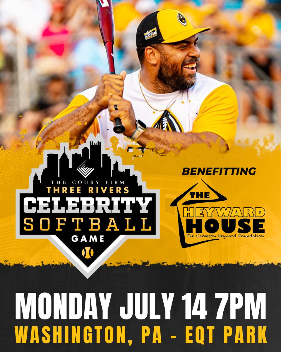 Washington Wild Things (@washwildthings) on Twitter photo Monday Night F̶o̶o̶t̶b̶a̶l̶l̶ Celebrity Softball!
The 5th Annual Three Rivers Celebrity Softball Game, presented by The Coury Firm and benefitting <a href="/97HeywardHouse/">The Heyward House</a>, is set for Monday, July 14 at 7 p.m.!
Tickets are on sale now!
📖: tinyurl.com/25CelebSB
🎟️: Monday Night F̶o̶o̶t̶b̶a̶l̶l̶ Celebrity Softball!
The 5th Annual Three Rivers Celebrity Softball Game, presented by The Coury Firm and benefitting <a href="/97HeywardHouse/">The Heyward House</a>, is set for Monday, July 14 at 7 p.m.!
Tickets are on sale now!
📖: tinyurl.com/25CelebSB
🎟️: