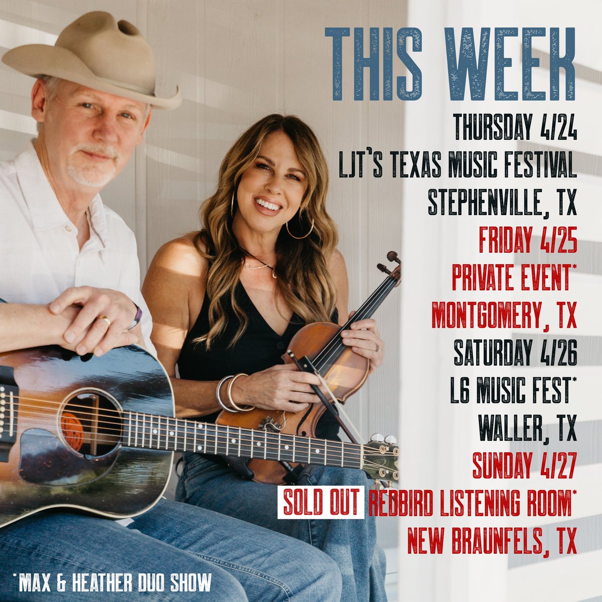 Max Stalling (@maxstalling) on Twitter photo Gonna be a great weekend! Spring is here. Come see us out and about.
<a href="/texasmusicfest/">LJT®Texas Music Fest</a> <a href="/locationsix/">Location Six Brewing</a> <a href="/HeatherFiddle/">Heather Stalling</a> <a href="/ShinerBeer/">Shiner Beer</a> <a href="/olathebootco/">Olathe Boot Company</a> <a href="/MacieBeanBoots/">Macie Bean </a> Gonna be a great weekend! Spring is here. Come see us out and about.
<a href="/texasmusicfest/">LJT®Texas Music Fest</a> <a href="/locationsix/">Location Six Brewing</a> <a href="/HeatherFiddle/">Heather Stalling</a> <a href="/ShinerBeer/">Shiner Beer</a> <a href="/olathebootco/">Olathe Boot Company</a> <a href="/MacieBeanBoots/">Macie Bean </a>