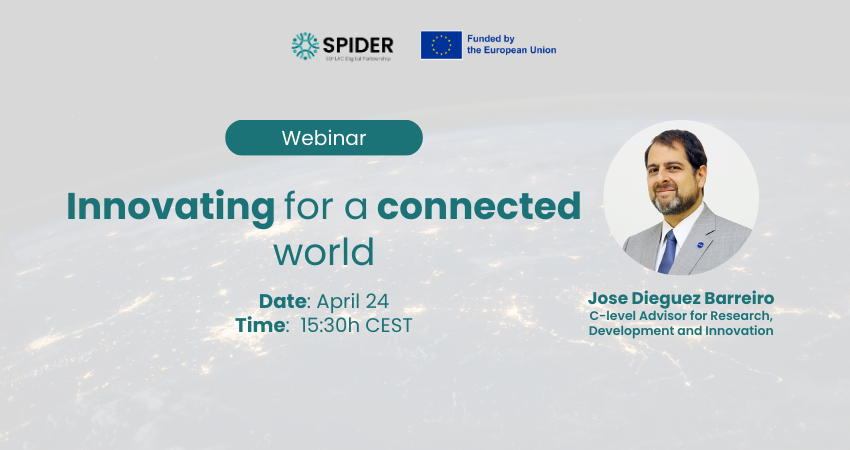 spider_HEU's tweet image. 📅 TOMORROW: Don&apos;t miss our webinar &quot;Innovating for a Connected World&quot; with José H. Dieguez Barreiro (RNP Brazil) at 15:30 CEST. Learn about collaborative innovation networks across EU-LAC regions! Spanish with EN/PT subtitles. 

Register now bit.ly/44zTZ4Y