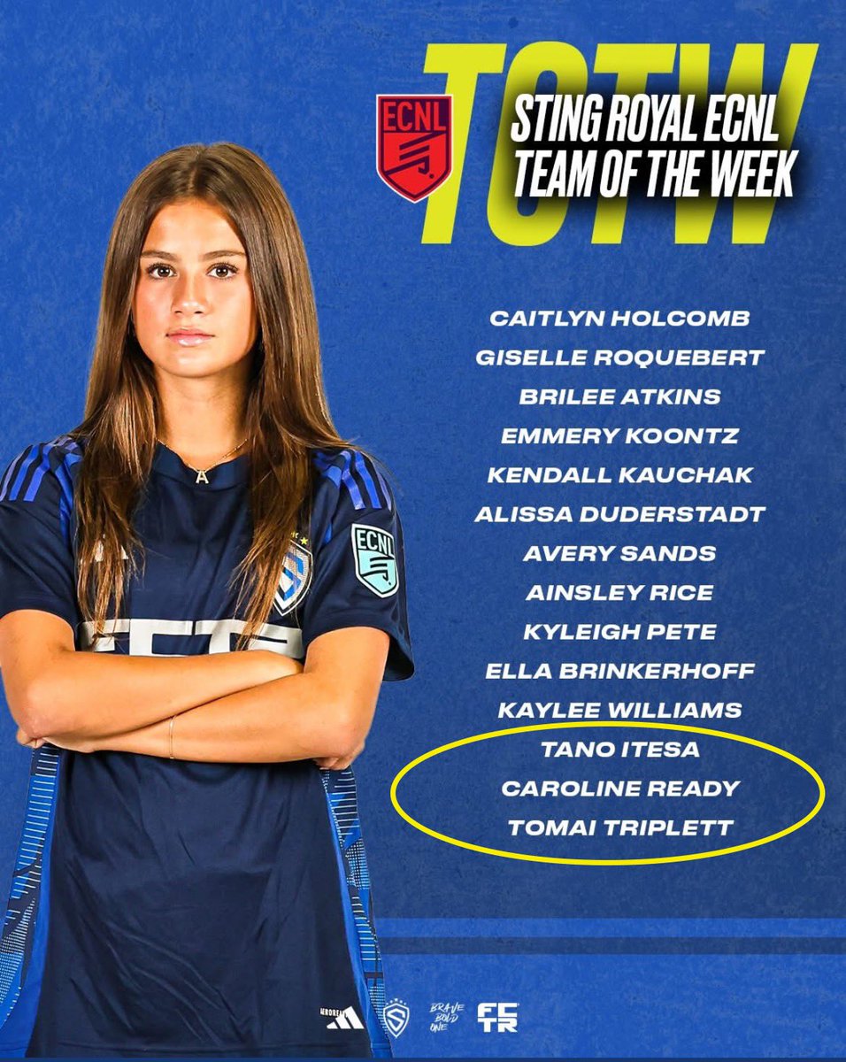 Sting Royal 07/06G ECNL (@stngroyal06ecnl) on Twitter photo Congratulations <a href="/tanoitesa/">Tano Uzezi-itesa</a> <a href="/caroline_ready/">Caroline Ready</a> & <a href="/TomaiTriplett19/">Tomai Triplett</a> for making team of the week ๐๐ช๐ผ
#TOTW Congratulations <a href="/tanoitesa/">Tano Uzezi-itesa</a> <a href="/caroline_ready/">Caroline Ready</a> & <a href="/TomaiTriplett19/">Tomai Triplett</a> for making team of the week ๐๐ช๐ผ
#TOTW