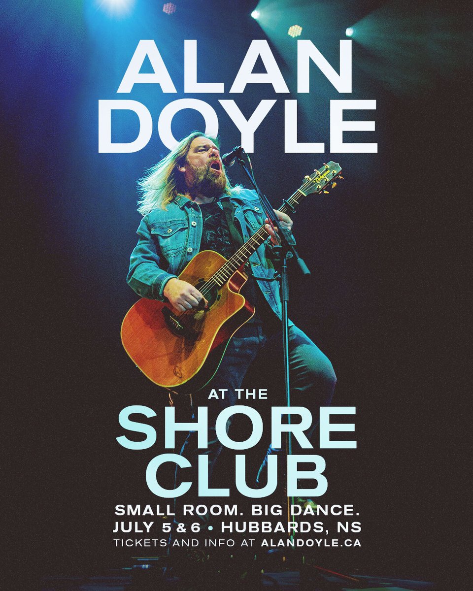 Halifax area gang… Bring your dancing shoes to Shore Club this summer. Very limited tickets so don’t miss your chance to dance with us on a hot summer night! 

Pre-sales start Wednesday, April 23 at 10am with code SUMMER: alandoyle.ca/tour