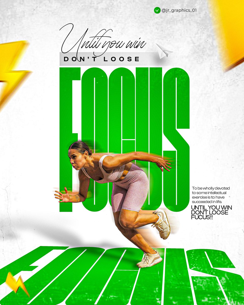 jr_graphics_1's tweet photo. Until you win,
Don't loose FOCUS!
#FreelanceDesigner #BrandingTips #ContentCreatorLife #LogoDesignDaily #DesignerReels #SoloEntrepreneur https://t.co/BwcT2hRjcI