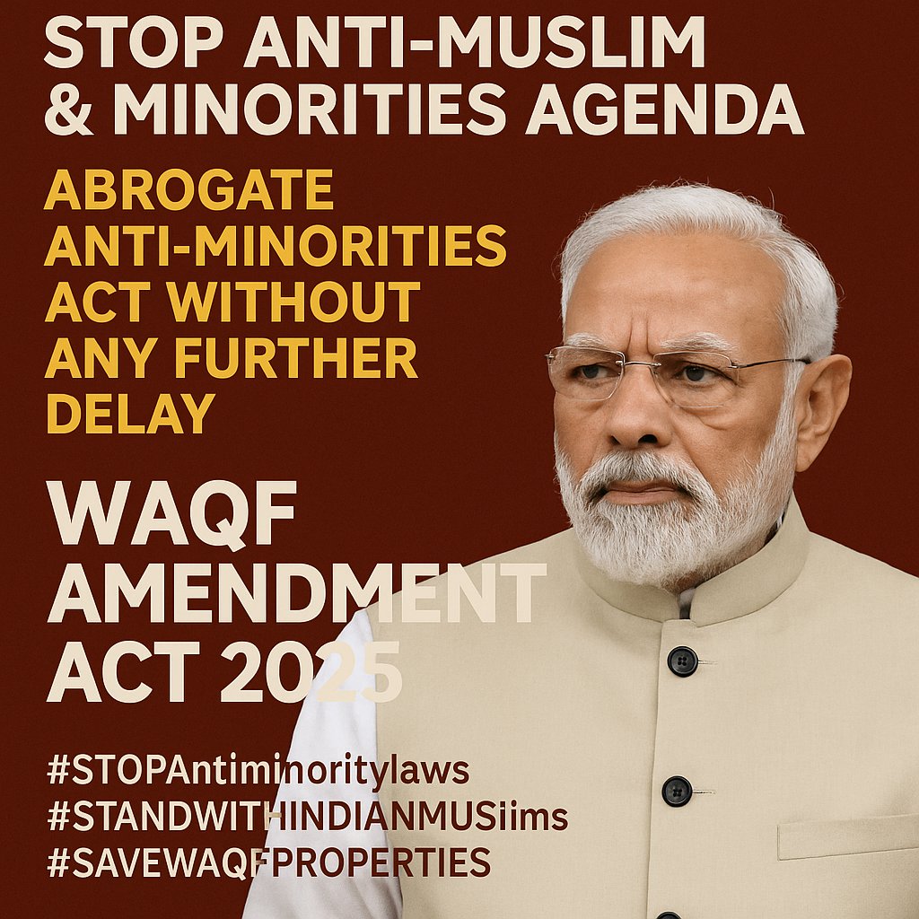 UMPCManipur's tweet photo. PM Modi is in Saudi Arabia. We urge Arab leaders to call out this anti-minority, anti-WAQF law immediately.
📢 Indian Muslims call for GLOBAL SUPPORT.
#StopWaqfAmendment2025
#ModiInSaudiArabia
#StandWithIndianMuslims
#SaveWaqfProperties
#HumanRightsIndia https://t.co/fYQBxfAlDf