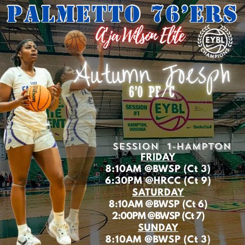 Autumn Joseph (@autumnciaraa15) on Twitter photo Session 1 schedule is here. Come check us out!! <a href="/nikegirlseycl/">Nike Girls EYBL Champions League</a> <a href="/NikeGirlsEYBL/">Nike Girls EYBL</a> <a href="/palmetto76erawe/">Palmetto 76ers/Aja Wilson Elite</a> Session 1 schedule is here. Come check us out!! <a href="/nikegirlseycl/">Nike Girls EYBL Champions League</a> <a href="/NikeGirlsEYBL/">Nike Girls EYBL</a> <a href="/palmetto76erawe/">Palmetto 76ers/Aja Wilson Elite</a>