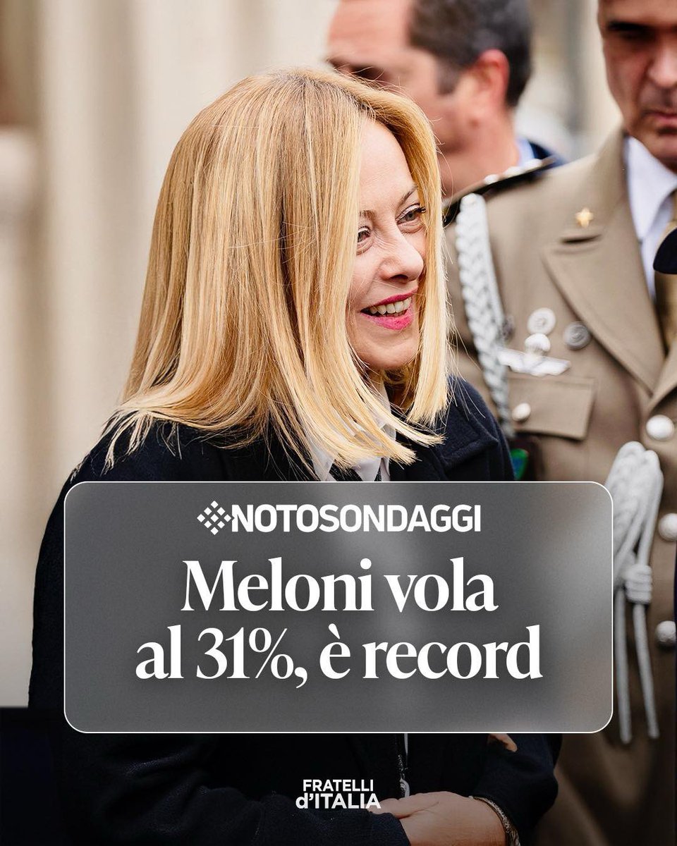 FratellidItalia's tweet photo. Gli italiani si fidano di lei. https://t.co/N6doxWhjte