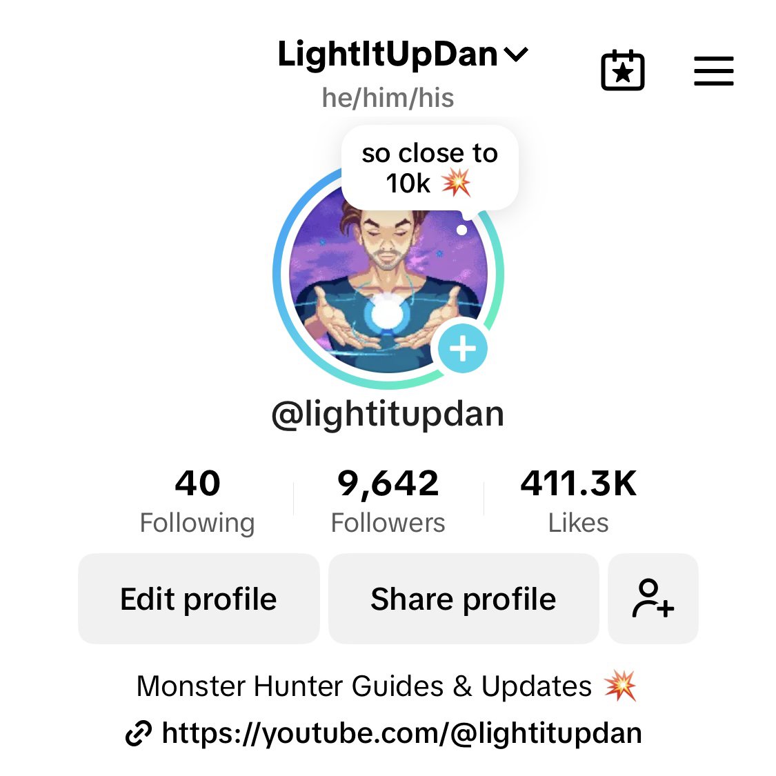 so close to 10k on ⏰ - a *HUGE* deal as it unlocks monetisation for video views 🤯 drop me a follow on there if you haven't yet, it'd make a massive difference 💙