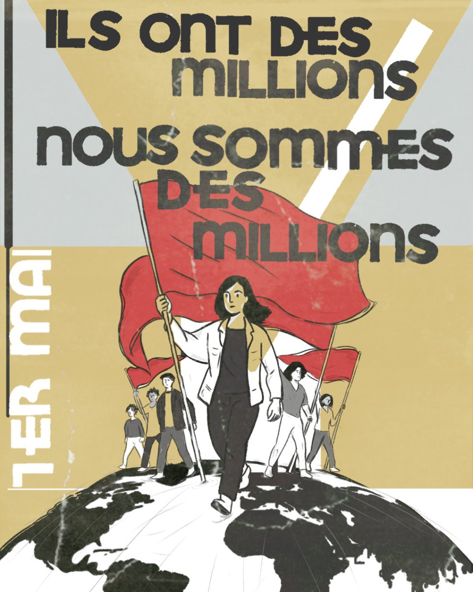Pus que jamais, ce #1ermai doit être un cri de solidarité internationale !  Refusons de payer leurs guerres, leur génocide, refusons leur monde de misère, d’exploitation et de haine.
Partout préparons un 1er mai de lutte et rappelons-leur que sans nous, rien ne fonctionne!