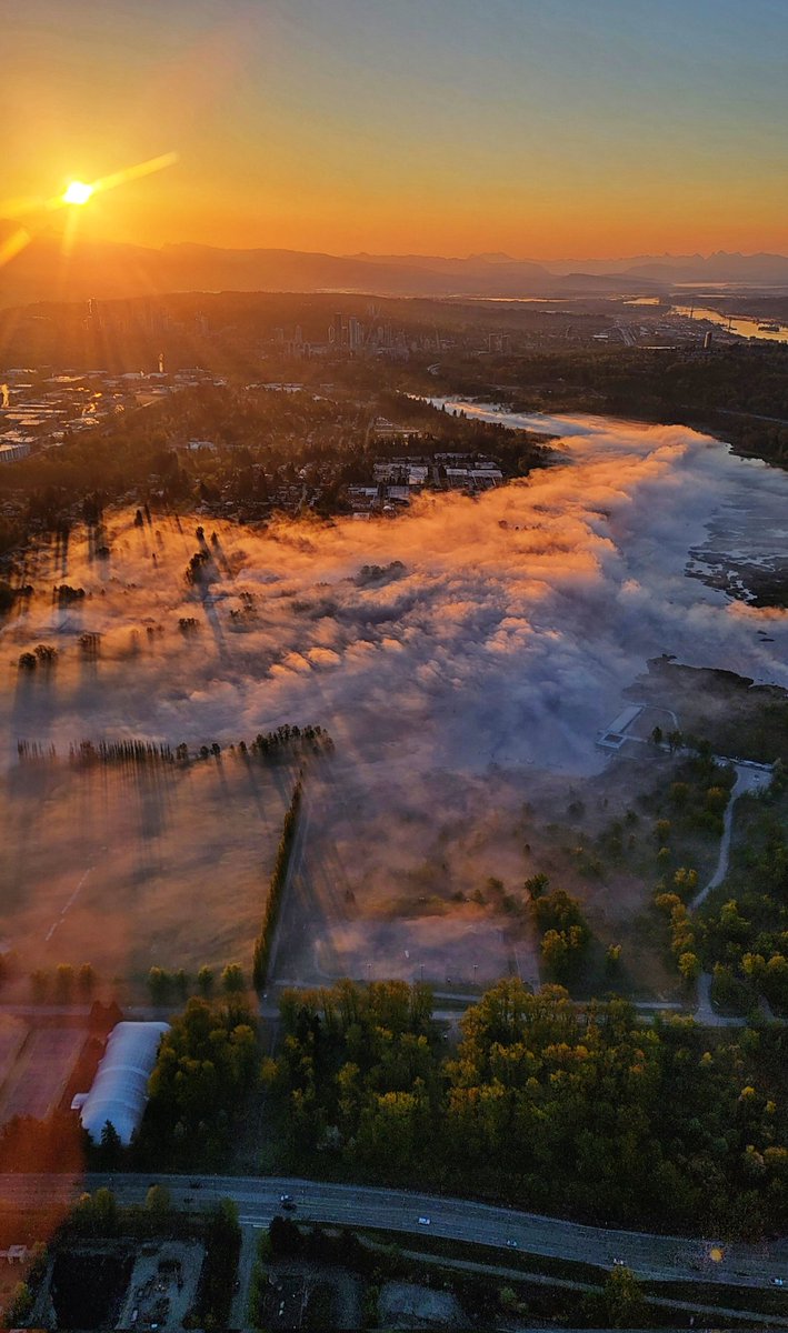 Beautiful morning sunrise over a foggy Burnaby Lake 😍 #Burnaby #Vancouver #YVR