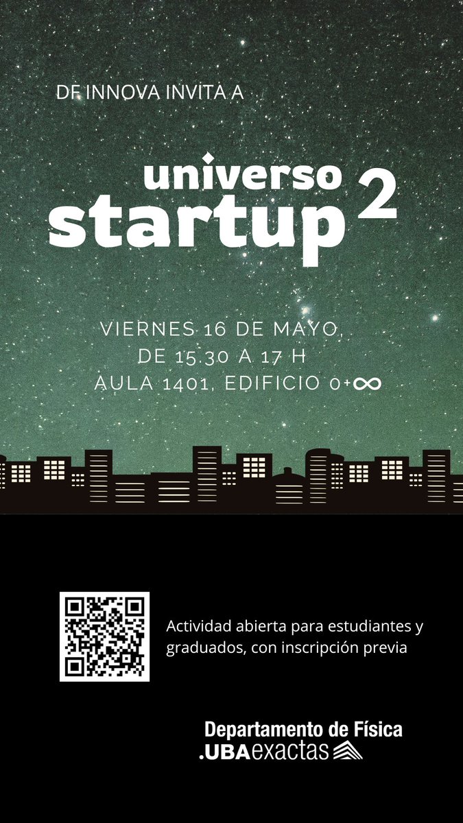 Física UBA (@fisica_uba) on Twitter photo Se viene Universo Startup
🔸️Invitamos a los estudiantes avanzados de la carrera y del doctorado a sumarse!
🔸️Si sos graduado/a, emprendiste o planeas hacerlo queremos estar en contacto con vos, escribinos: innova@df.uba.ar Se viene Universo Startup
🔸️Invitamos a los estudiantes avanzados de la carrera y del doctorado a sumarse!
🔸️Si sos graduado/a, emprendiste o planeas hacerlo queremos estar en contacto con vos, escribinos: innova@df.uba.ar