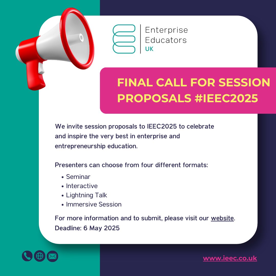 #IEEC2025 - final call for proposals📣
 
Share your insights at the conference by submitting a proposal exploring your choice of the track themes by 9am on Tuesday 6 May.
 
➡️ Find out more and submit your session proposal here: ieec.co.uk/ieec2025/sessi…