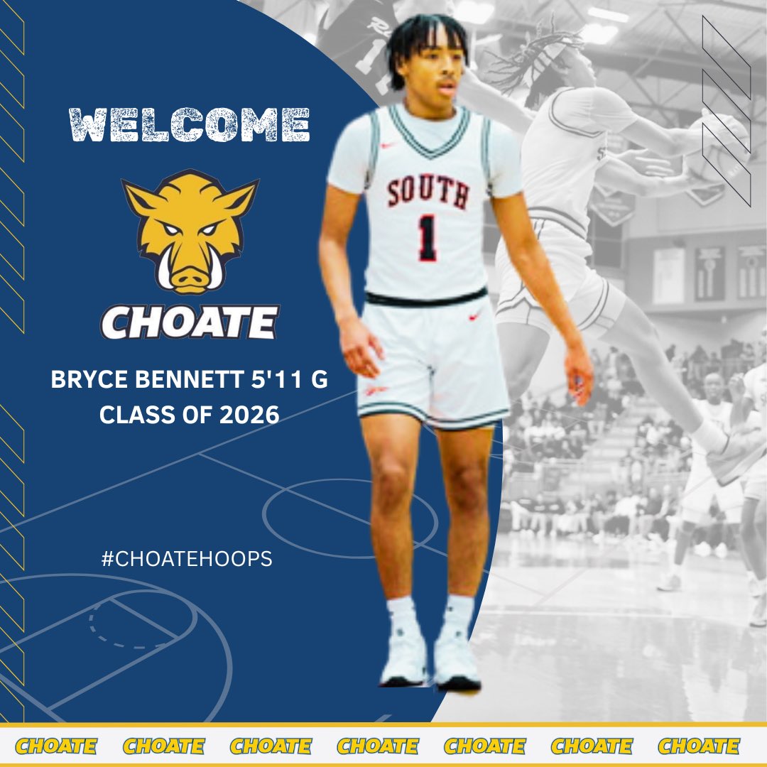 Choate Basketball (@choatehoops) on Twitter photo ๐จ Welcome Bryce Bennett 5โ11 G, South Grand Prairie HS (TX) to <a href="/goChoate/">Choate Rosemary Hall</a>! 1st Team All-District, 2x District DPOY, 3x Steals Leader & All-Academic honors, Bryceโs a shifty and skilled playmakerโ currently receiving scholarship interest at both D1/D2 levels. #ChoateHoops #day1 ๐จ Welcome Bryce Bennett 5โ11 G, South Grand Prairie HS (TX) to <a href="/goChoate/">Choate Rosemary Hall</a>! 1st Team All-District, 2x District DPOY, 3x Steals Leader & All-Academic honors, Bryceโs a shifty and skilled playmakerโ currently receiving scholarship interest at both D1/D2 levels. #ChoateHoops #day1