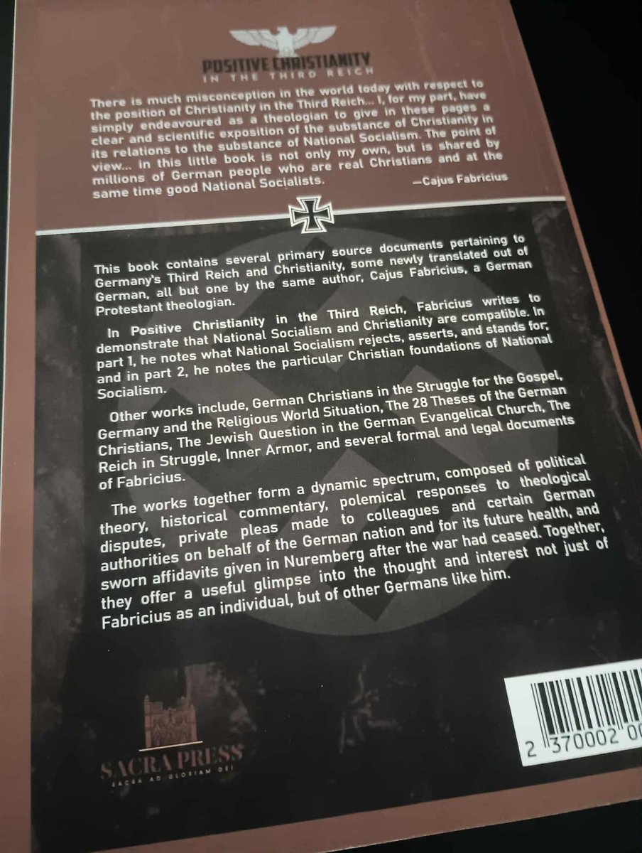 SacraPress's tweet image. 📢 PRE-ORDERS AVAILABLE 📢

Finally, Positive Christianity in the Third Reich: Including The 28 Theses of the German Christians and Miscellaneous Documents of Cajus Fabricius is now available for pre-order.

See below 👇🏻