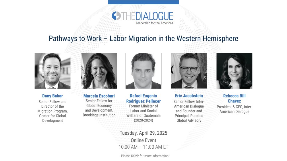 How can countries in the #Americas expand legal labor #migration pathways while protecting workers’ rights and meeting urgent labor market needs? Join the Dialogue:

🗓️Thursday, April 29, 2025
🕙 10 - 11 AM ET

RSVP: thedialogue.org/event/online-e…