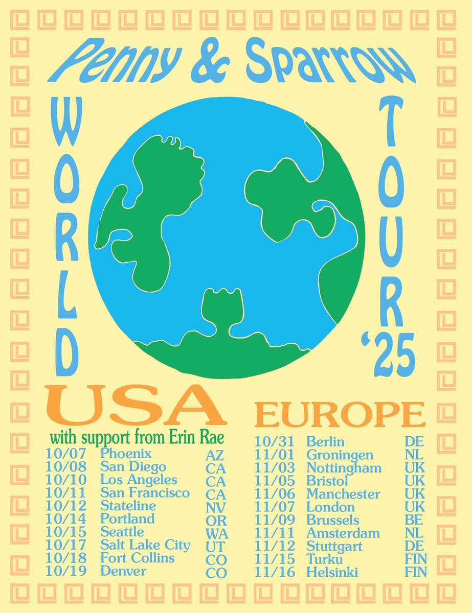 Penny and Sparrow (@pennyandsparrow) on Twitter photo Lefty Tour pt. 2 is coming this fall. We're hitting some more US cities and Europe! Tickets go on sale this Friday, but if you're signed up for our newsletter you'll get presale access tomorrow.
pennyandsparrow.os.fan Lefty Tour pt. 2 is coming this fall. We're hitting some more US cities and Europe! Tickets go on sale this Friday, but if you're signed up for our newsletter you'll get presale access tomorrow.
pennyandsparrow.os.fan