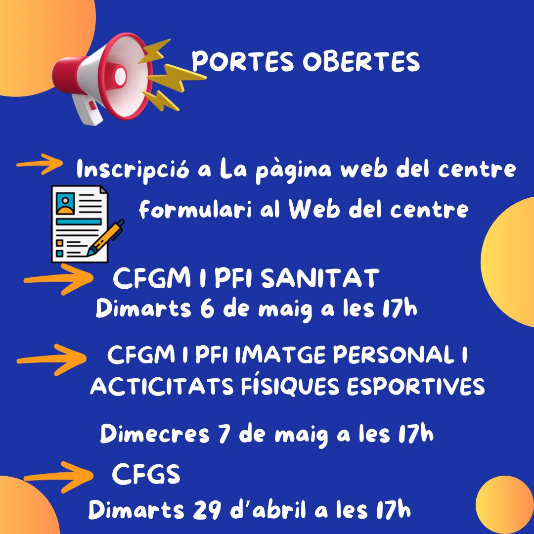 🔹PORTES OBERTES INSTITUT CAL·LÍPOLIS🔹 Vine a
Orientar-te i conèixer el
Campus i les nostres instal·lacions!