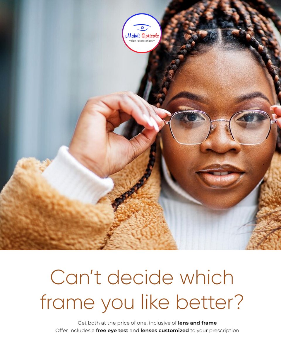 MahdiOpticals's tweet image. With our Buy 1 Get 1 Free offer, you can get two premium frames for the price of one—no compromises, no hidden costs. Come in, try your favorites, and leave with both.

Visit us at Adlife Plaza, Kilimani.
Call 0742 000 498.

#Bestframes #Uniqueframes #Lensreplacement  #Nairobi
