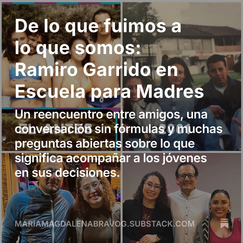 🌱 ¿Qué recuerdos vuelven cuando hablas con un viejo amigo sobre el pasado?
Aquí escribo sobre el reencuentro con Ramiro Garrido, nuestro último invitado a Escuela Para Madres.
open.substack.com/pub/mariamagda…