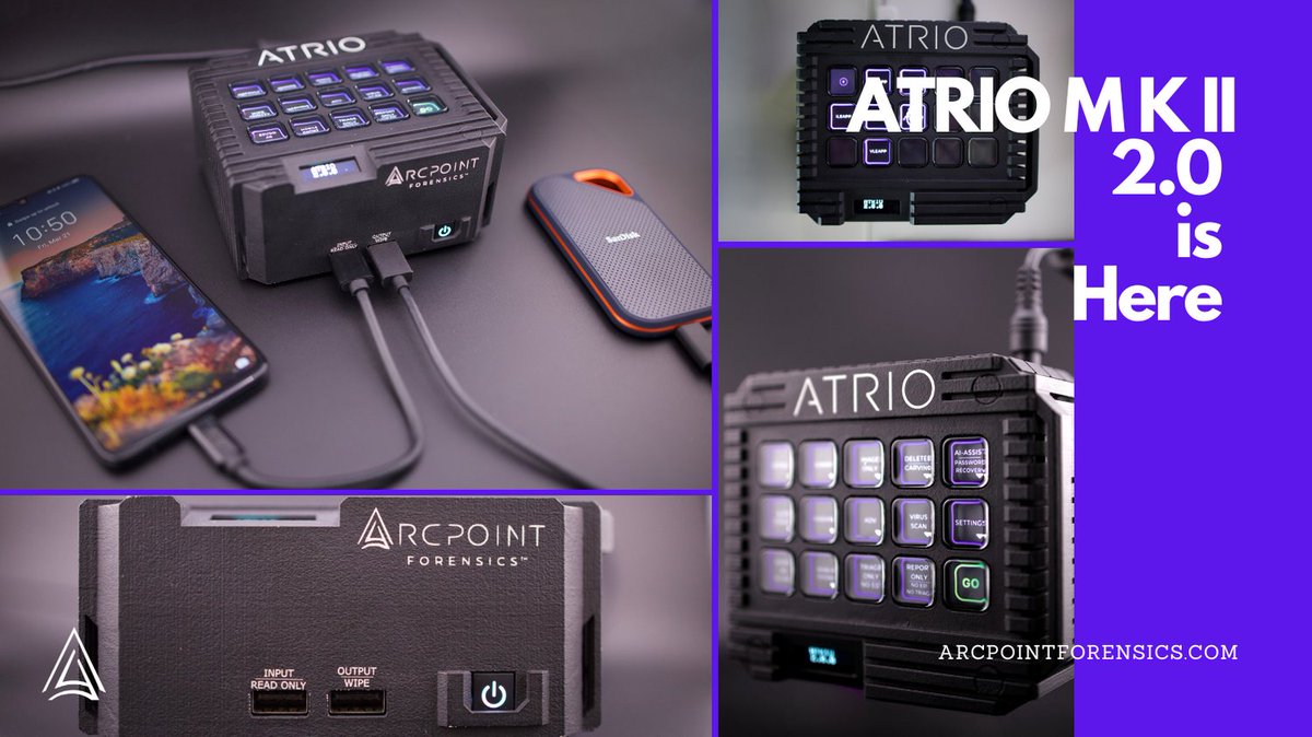ATRIO MK II 2.0 is here 🚨
⚡️ Fast results
🧠 Actionable insights
💻 No installs—just connect, select, collect.
Built for frontline investigators. No tech skills needed.

🔍 See it: arcpointforensics.com

#DigitalForensics #ATRIO #DFIR #ICAC #Tech