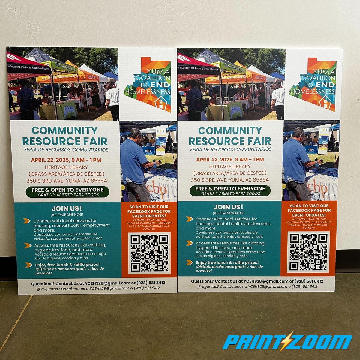 PrintInAFlash's tweet image. Thank you to Yuma Coalition to End Homelessness for reaching out to Print Zoom to create #CustomSigns for their Community Resource Fair event! 🙌

Need custom event signage? Whether it's last-minute or planned, we’ve got you covered with #quick turnaround and top-notch quality.