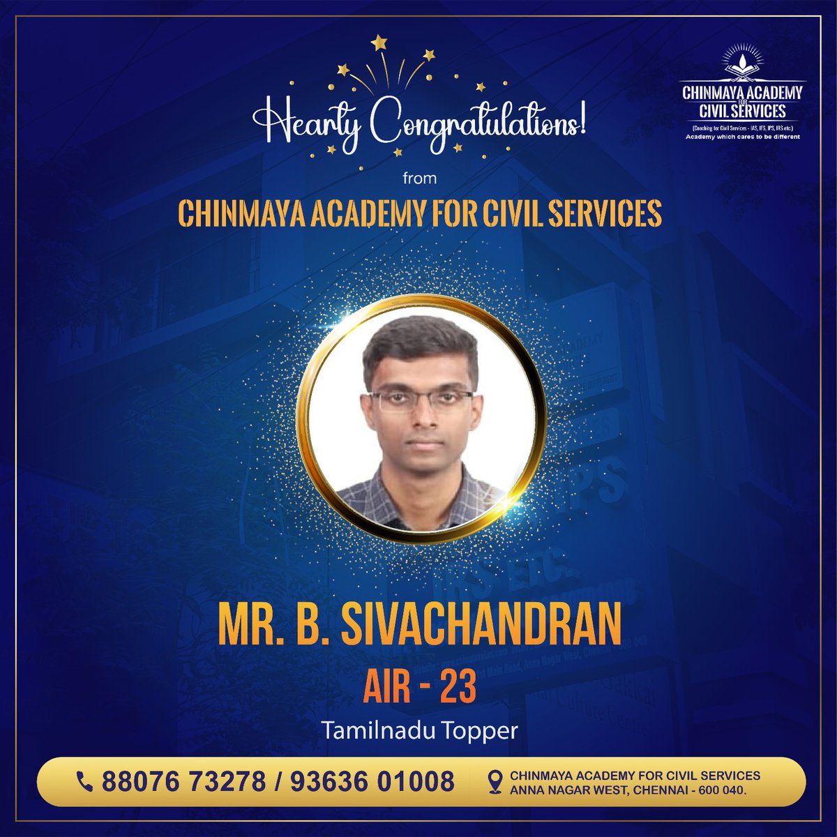 chinmayaacademy's tweet image. Hearty Congratulations for Tamil Nadu Topper Mr. B. Sivachandran from Chinmaya Academy for Civil Services

#upsc #upscresult #upsc2024 #upsccoaching #upscpreparation #upscexams #sivachandran #air23 #chinmayaiasacademy