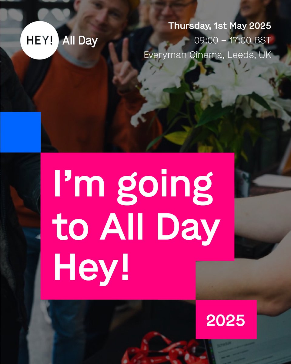 👋 Support the conference and connect with other All Day Hey! attendees.

- Post or Share this image and let people know they’ll see you there!

Tickets here: heypresents.com/conferences/20…