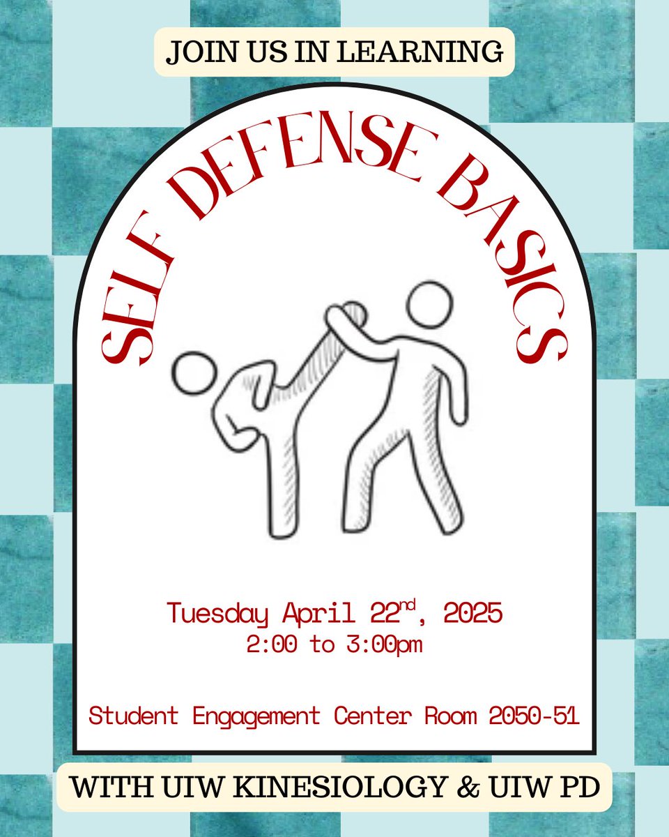 Join us today, Tuesday 4/22, at 2pm with UIW Police and Romana Sidhu from UIW Kinesiology to discuss and learn self-defense basics as part of Sexual Assault Awareness Month! #SAAM #SAAM2025 #NotInMyNest