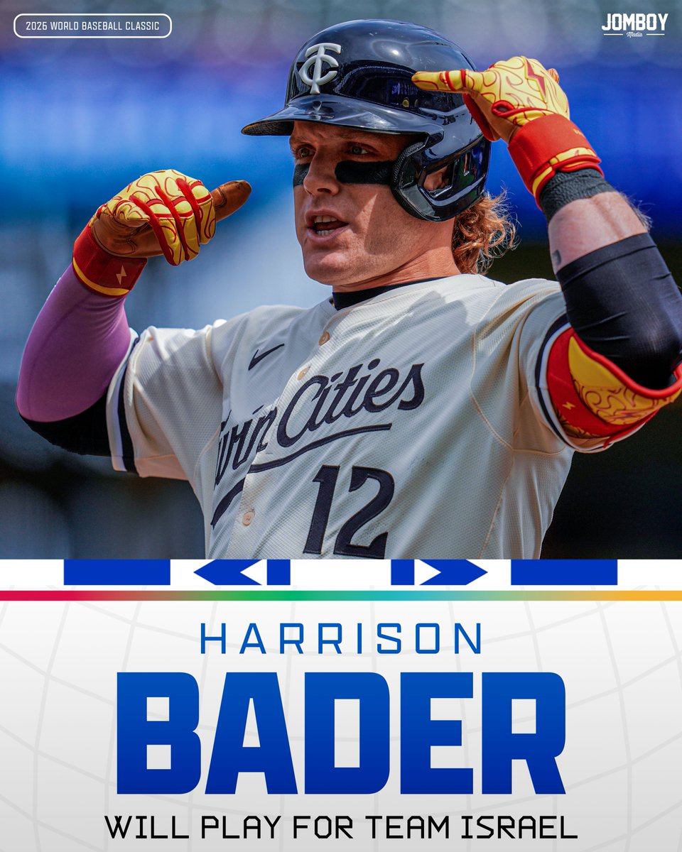 Harrison Bader will play for Team Israel in the 2026 WBC!